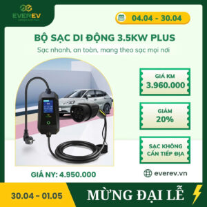 Sạc EVEREV 3,5KW DI ĐỘNG V3 Plus có màn hình